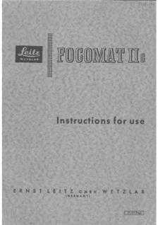 Leica Focomat 2 c manual. Camera Instructions.